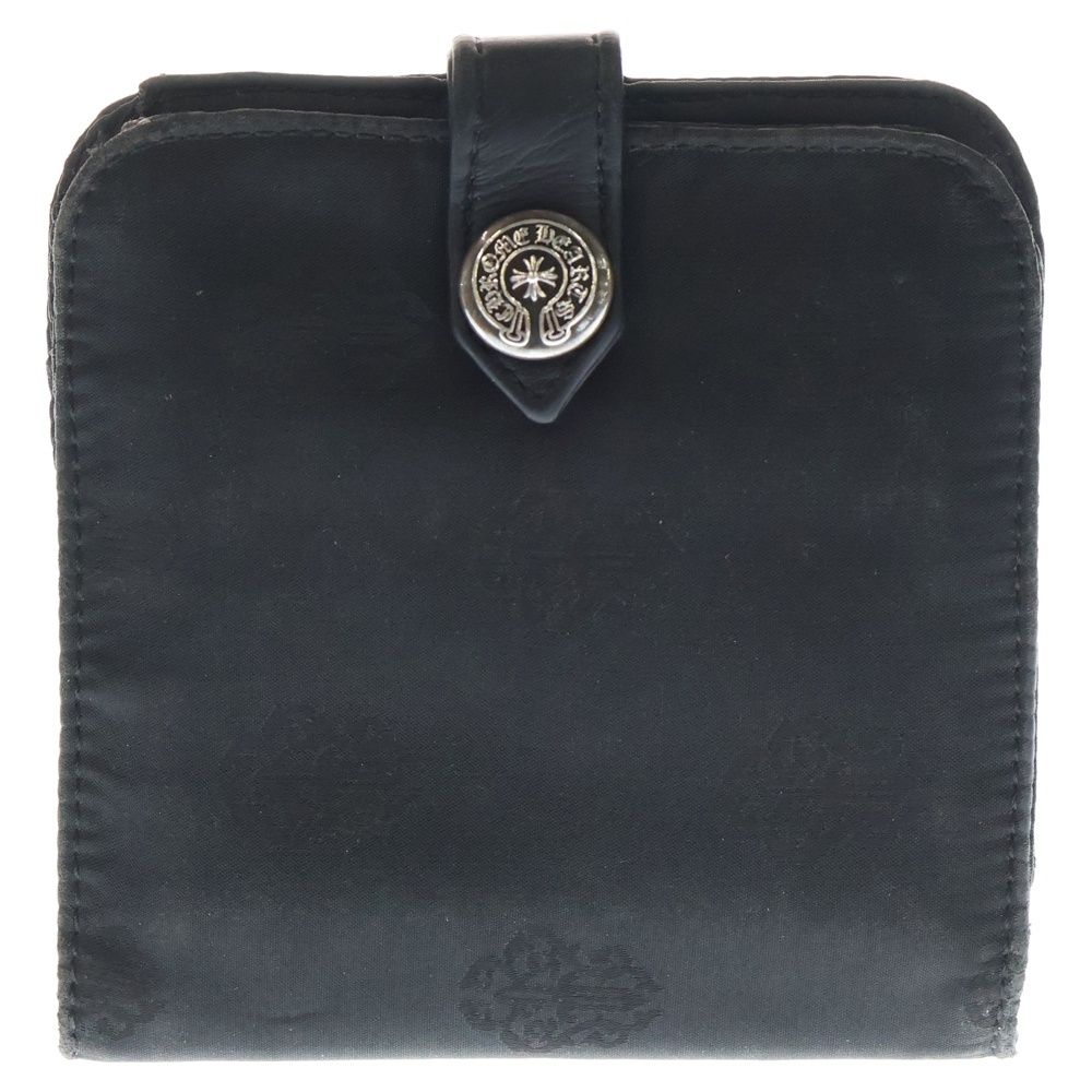 CHROME HEARTS クロムハーツ SQ BTN BILL スクエアボタンビル フラップボタンナイロンウォレット ブラック