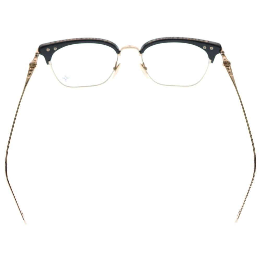 CHROME HEARTS クロムハーツ SLUNTRADICTION I クロスボールハーフリムスクエア眼鏡 ゴールド|ブラック