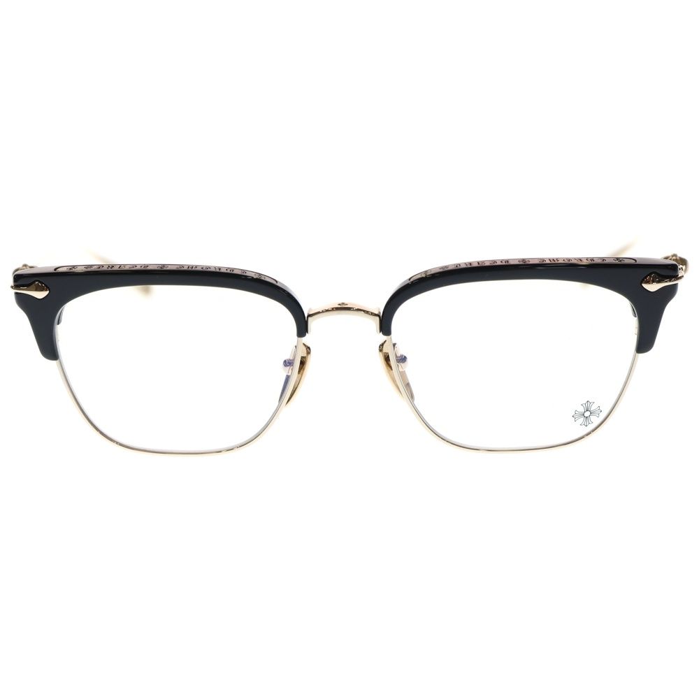 CHROME HEARTS クロムハーツ SLUNTRADICTION I クロスボールハーフリムスクエア眼鏡 ゴールド|ブラック