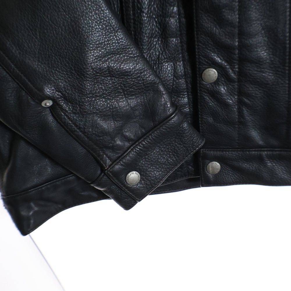 ネイバーフッド 13 AW HUDSON HL-JKT レザージャケット ハラコ ボタンフライ ブラック 132 SSNH-JKM 04