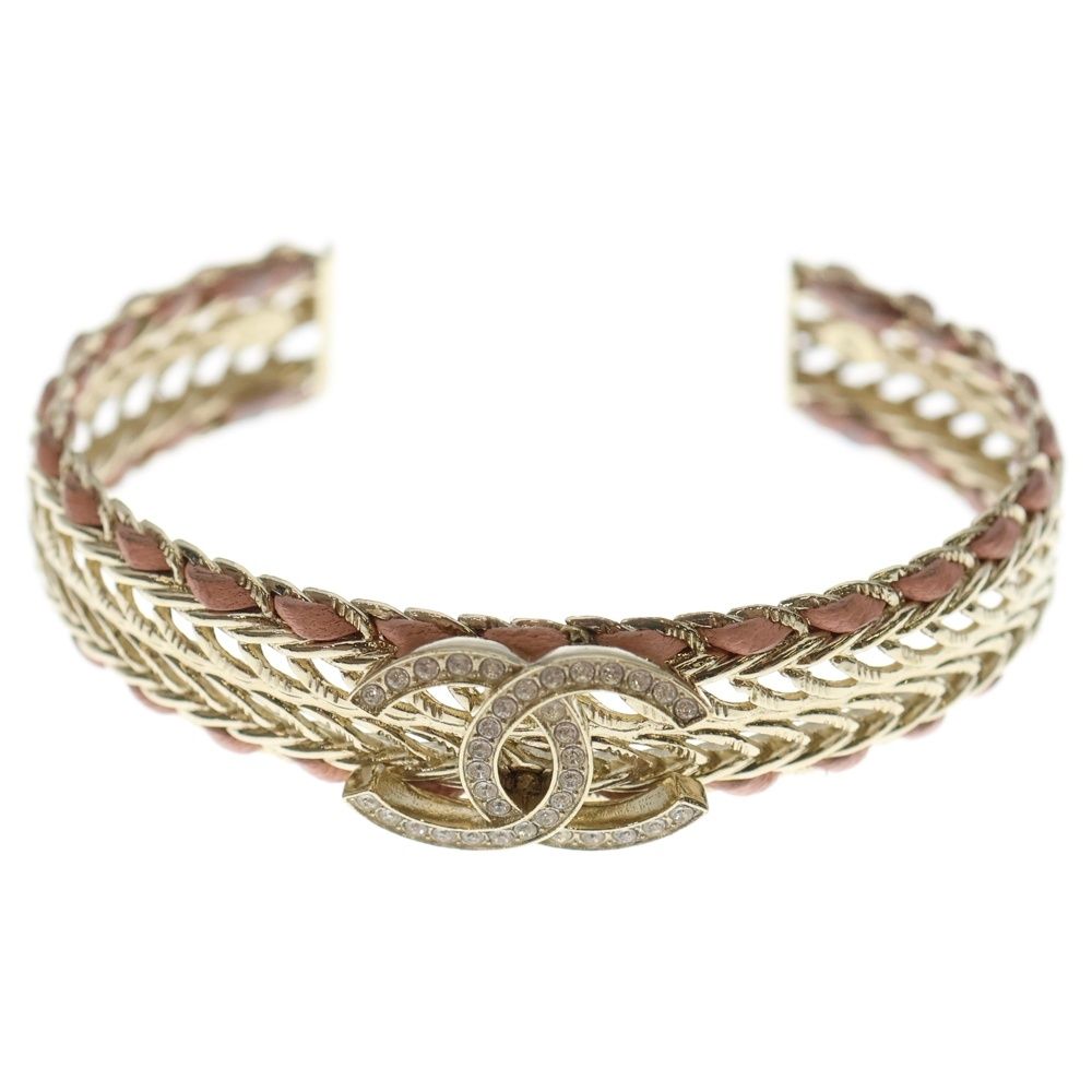 CHANEL (シャネル) ココマーク ラインストーン バングル ゴールド