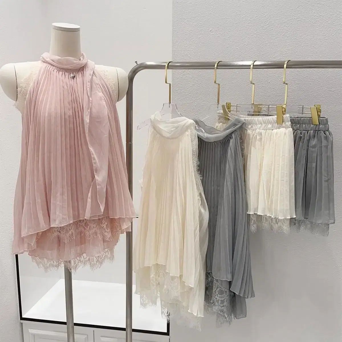 オデリタイセットアップブラウスセットレースブラウスシフォンアーバン