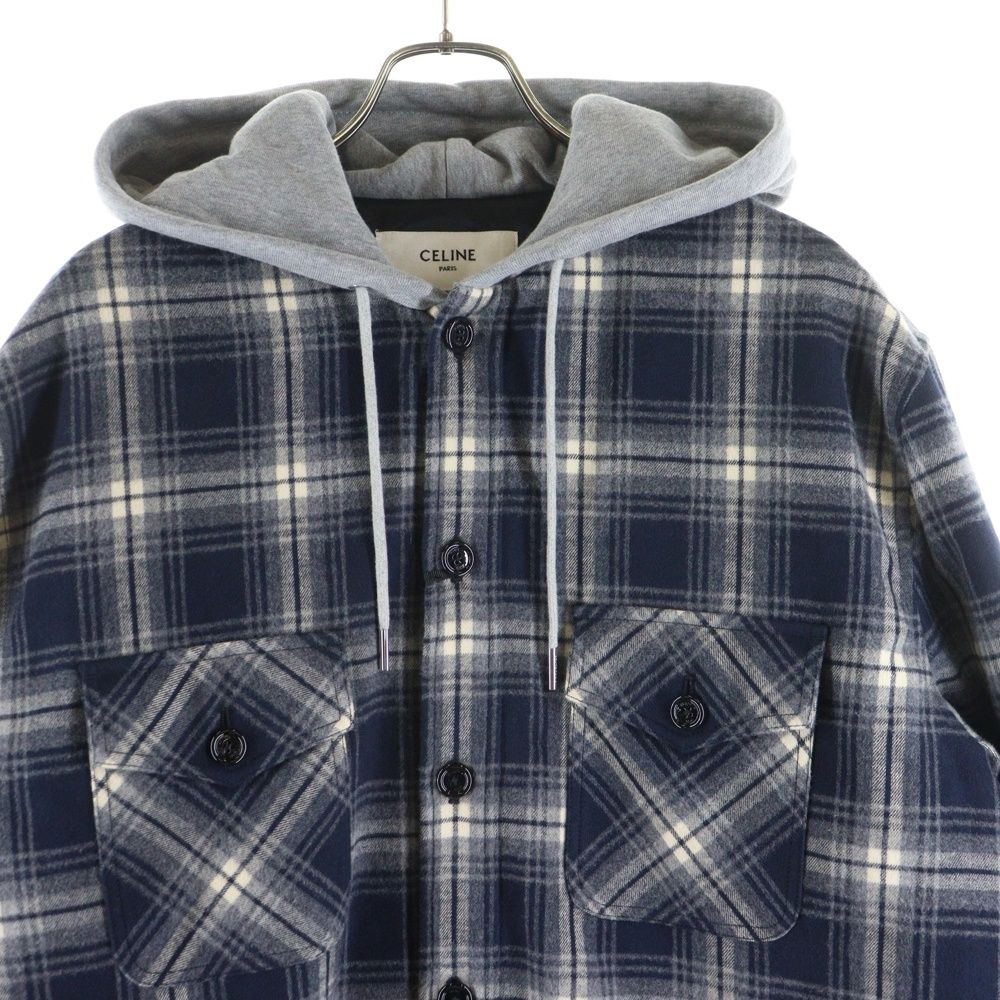 CELINE (セリーヌ) HOODED CHECK SHIRTS JACKET 2W65B912X.07MR フード