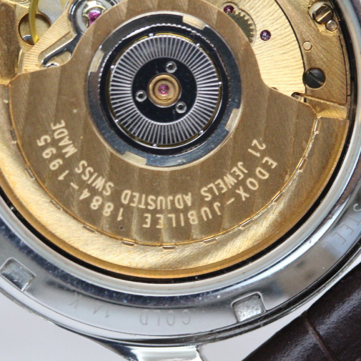  566 稼働品 EDOX エドックス CHRONOMETRE クロノメーター＆パワーリザーブ 14Kベゼル AT 自動巻き ベージュ系文字盤 セーター 自動巻き時計 腕時計(アナログ)