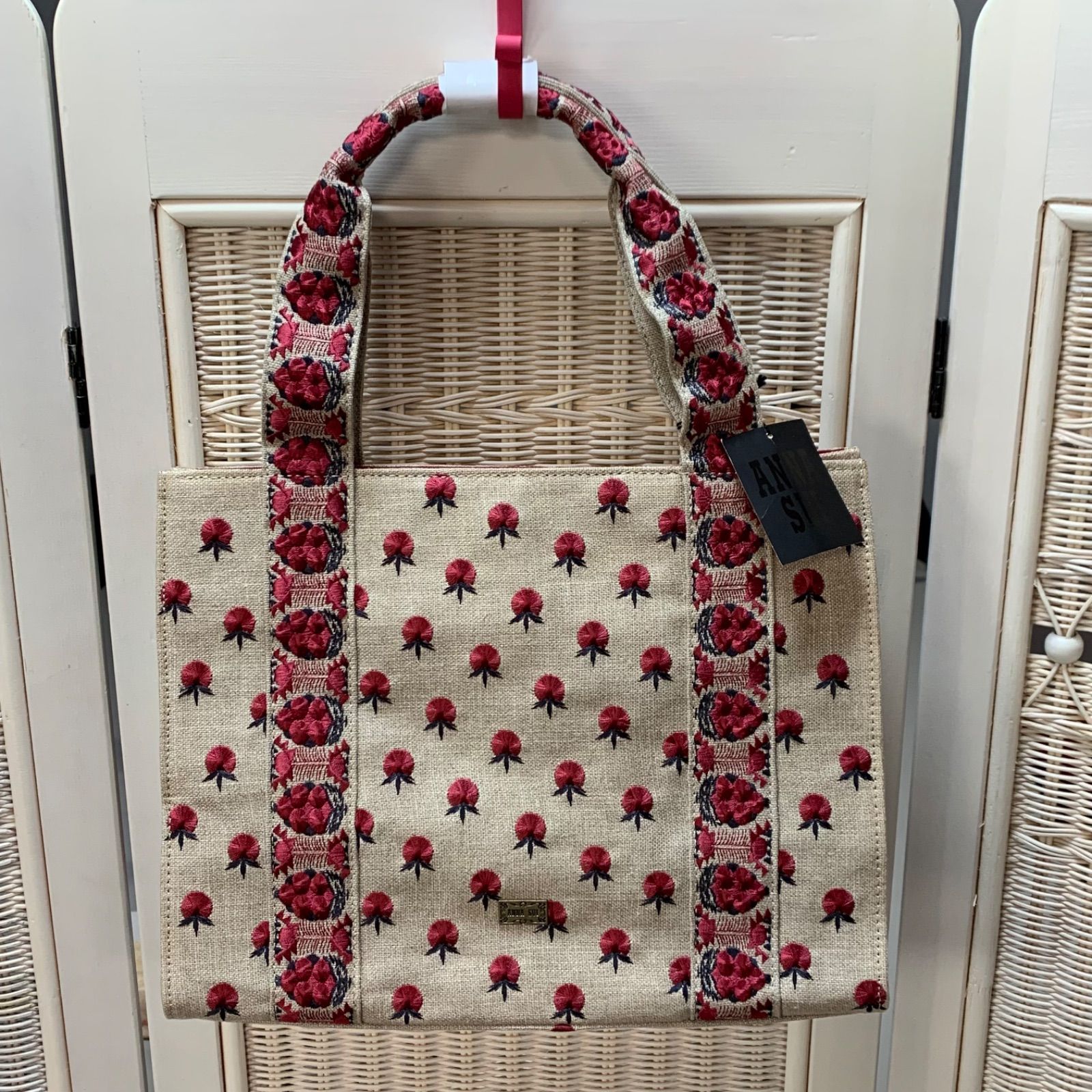 ANNA SUI アナスイ 花柄刺繍トートバッグ ヴィンテージ - メルカリ