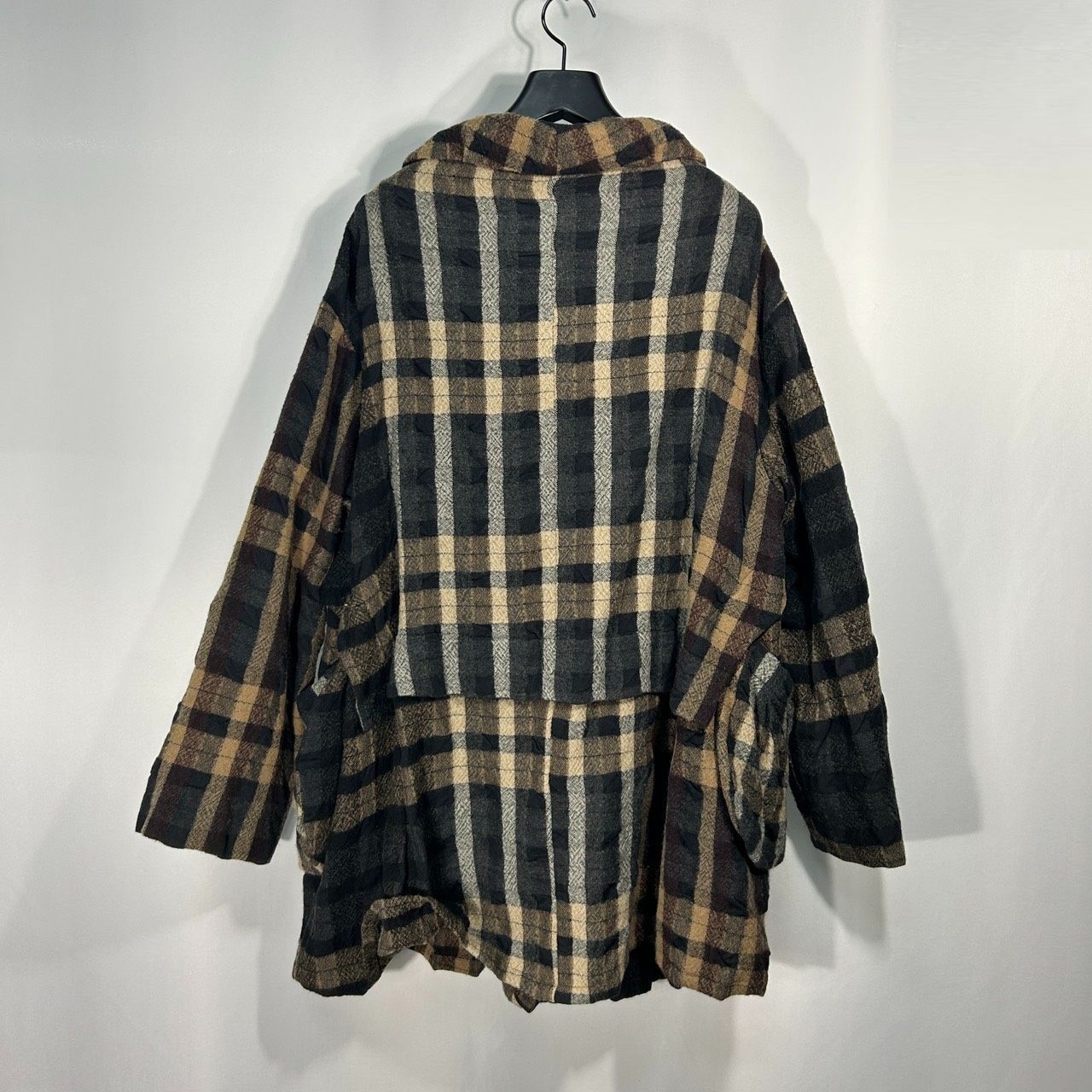 慈雨【40】ブラウン系 ウールコート ジャケット 長袖アウター チェック