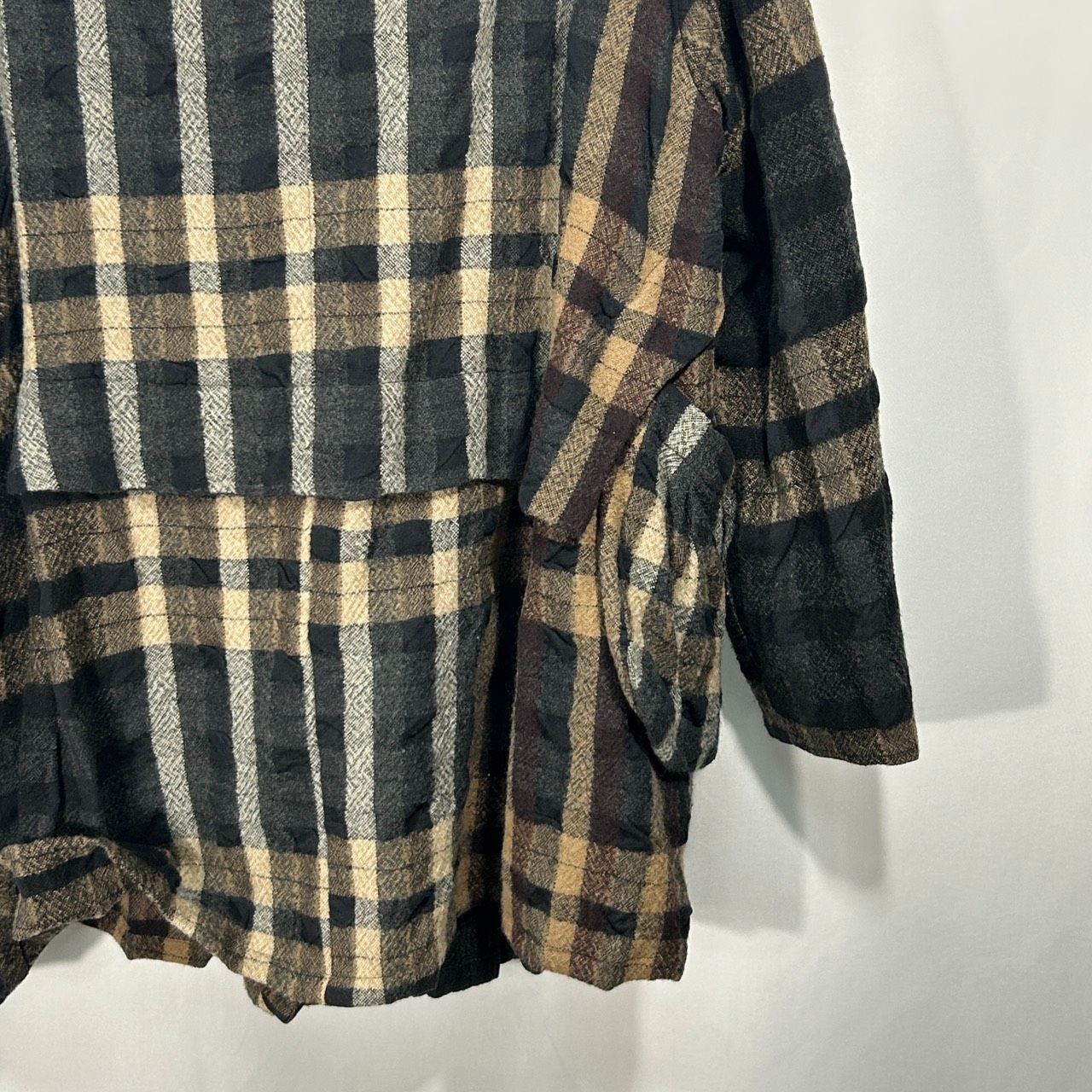 慈雨【40】ブラウン系 ウールコート ジャケット 長袖アウター チェック