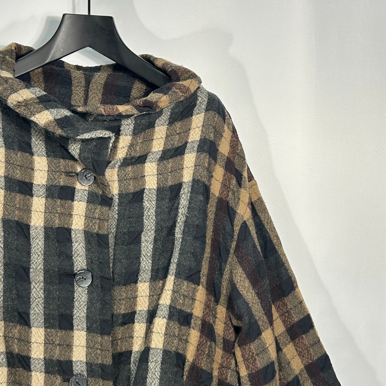 慈雨【40】ブラウン系 ウールコート ジャケット 長袖アウター チェック