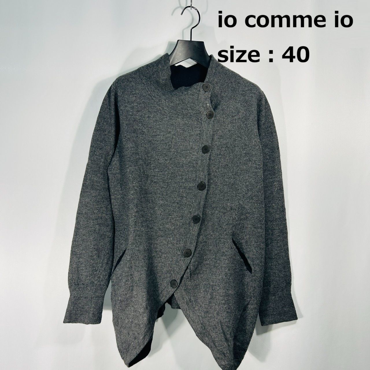 io comme io【40】グレー カーディガン 長袖 トップス ニット ブルゾン