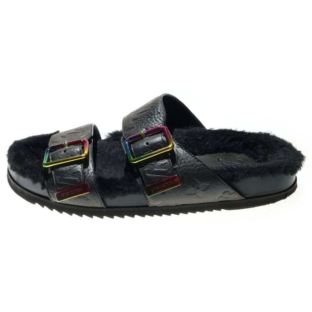 ルイヴィトン　サンダル　7　26㎝　ミラボー・ライン　レザー　黒　ブラック LOUIS VUITTON (ルイヴィトン) ミラボーライン モノグラム アン