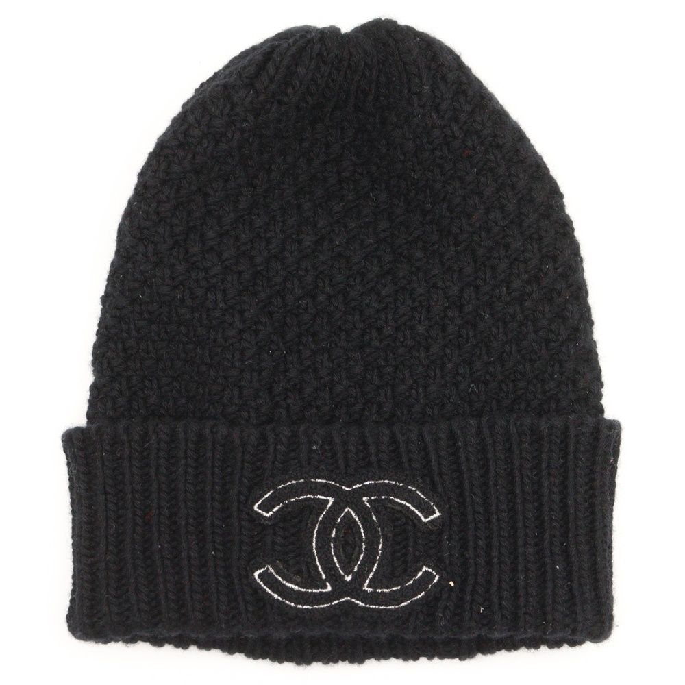 CHANEL シャネル ココマーク フロントロゴ ビーニー ニットキャップ ブラック