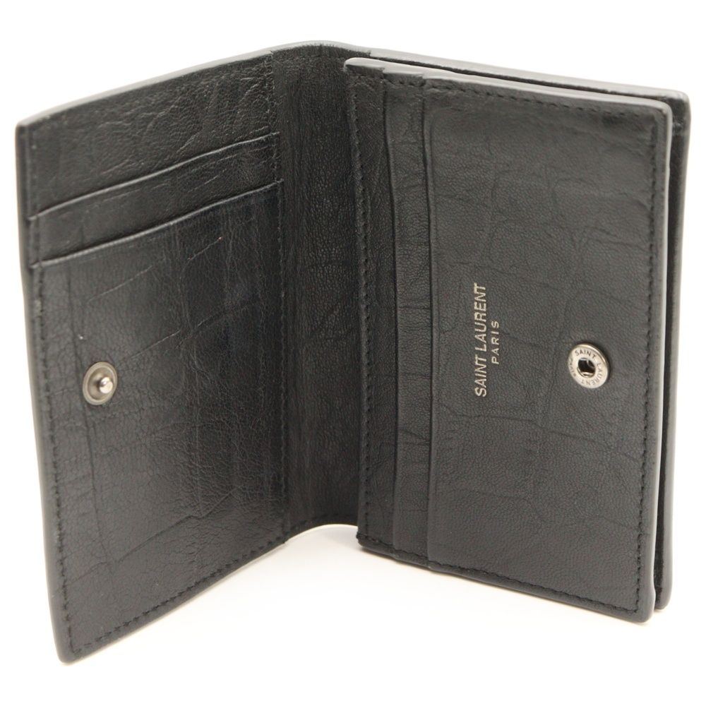 未使用級✨サンローラン　ケース　馬蹄型　クロコ型押し　黒 SAINT LAURENT PARIS (サンローランパリ) YSL クロコ型押し レザー