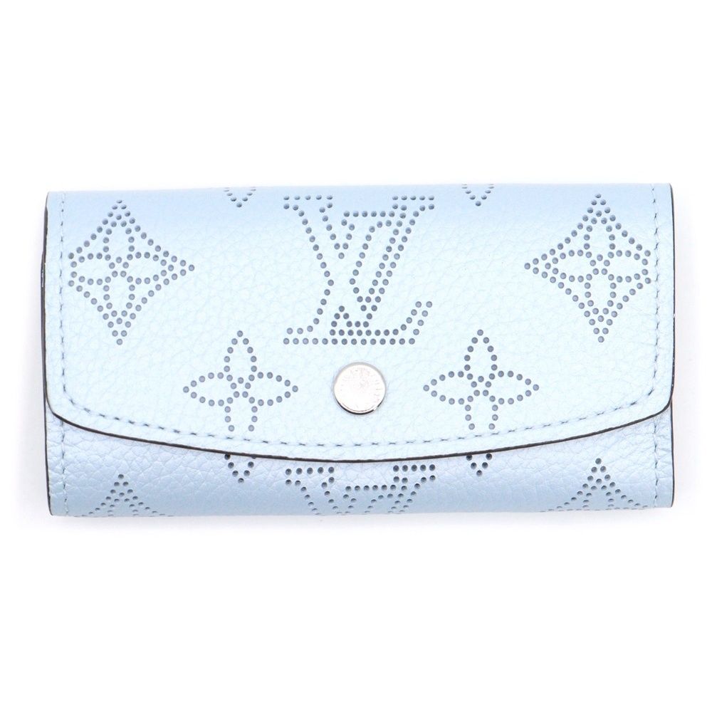 LOUIS VUITTON ルイヴィトン モノグラム マヒナ ミュルティクレ4 キーホルダー キーリング バッグチャーム ライトブルー ミネラルブルー レザー M 83504 シルバー金具