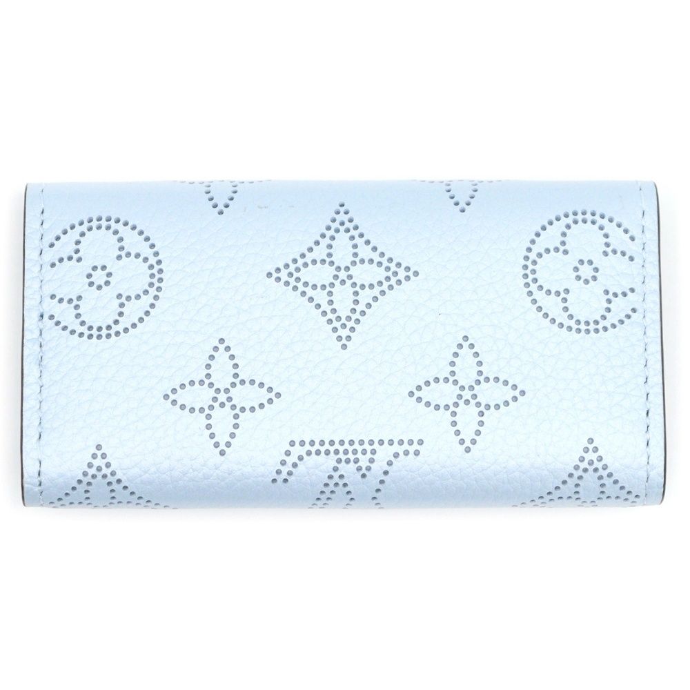 LOUIS VUITTON ルイヴィトン モノグラム マヒナ ミュルティクレ4 キーホルダー キーリング バッグチャーム ライトブルー ミネラルブルー レザー M 83504 シルバー金具