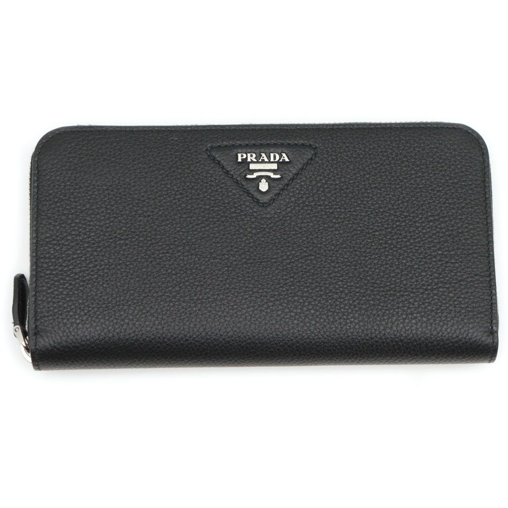 PRADA (プラダ) トライアングルロゴ ラウンドジップレザー長財布