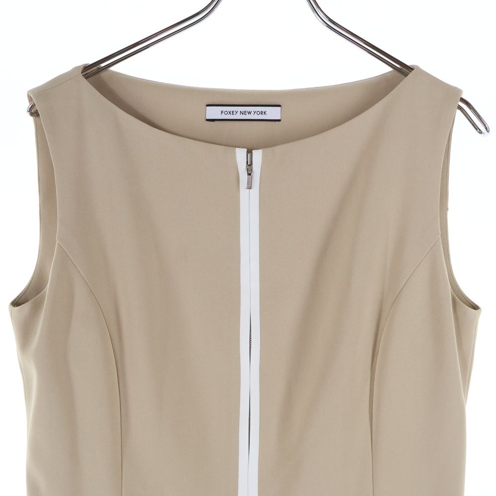 FOXEY (フォクシー) ジップアップ バイカラー ノースリーブ ミディアム