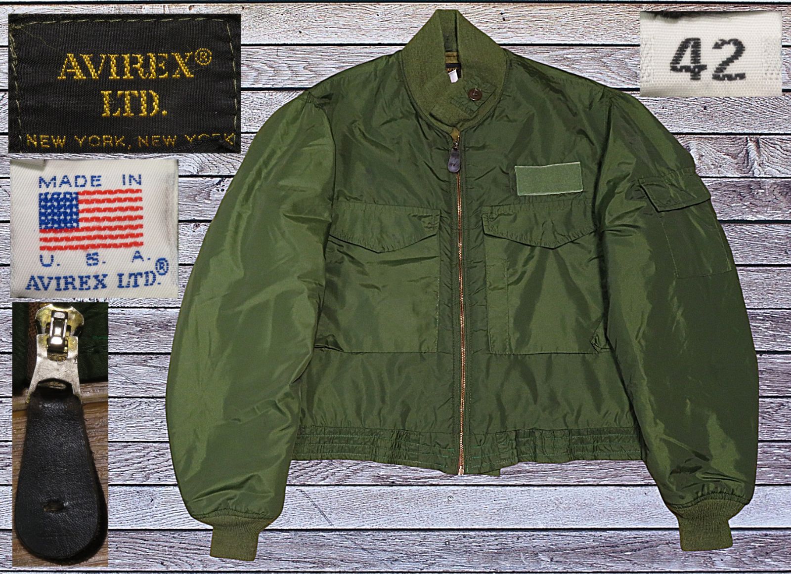 ✅️ 42インチ AVIREX アビレックス アヴィレックス ビンテージ 90 s 民間品 G 8 ゴンズジャケット WEP ミリタリージャケット アメリカ製 直し有り現状
