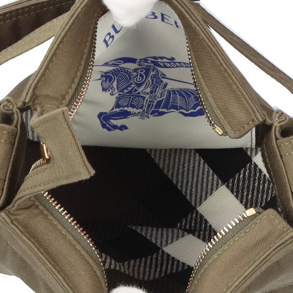 バーバリー ミニトレンチトート ショルダーバッグ コットンキャンバス 8092089 グリーン ユニセックス BURBERRY  中古 バーバリー ミニトレンチトート ショルダーバッグ コットンキャンバス