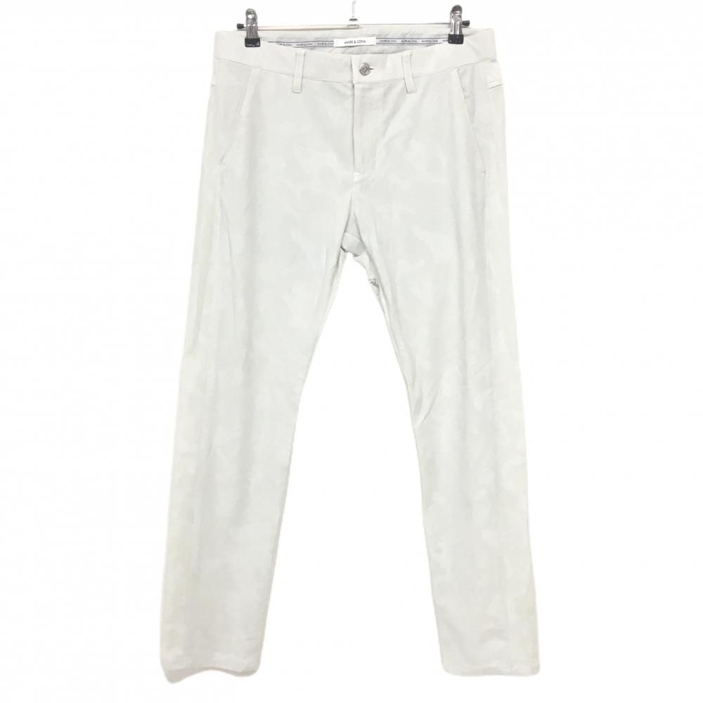 美品】マークアンドロナ セール パンツ ライトグレー 地模様 スカル