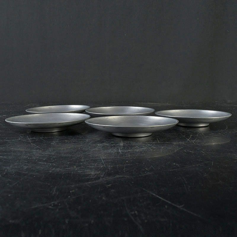 美術品・アンティーク・コレクション 煎茶道具 古錫 乾茂號造 円式 茶托 五