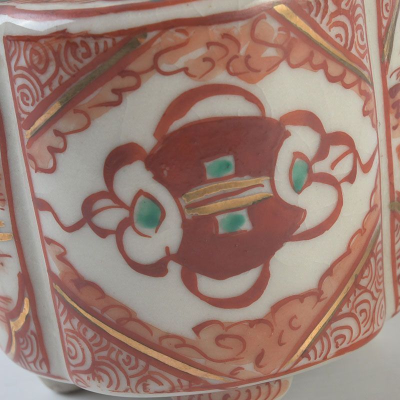 九谷焼 古九谷 赤絵金彩 花山水文 香炉 C S389 - メルカリ