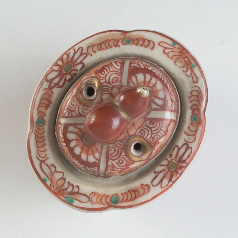 九谷焼 古九谷 赤絵金彩 花山水文 香炉 C S389 - メルカリ