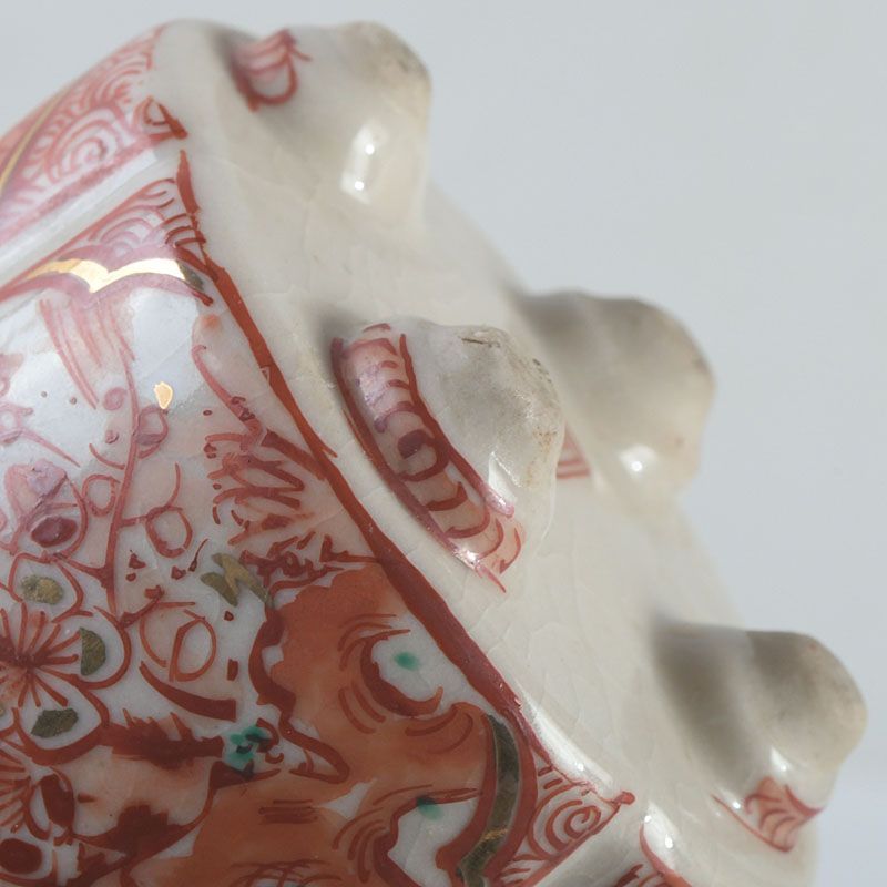 九谷焼 古九谷 赤絵金彩 花山水文 香炉 C S389 - メルカリ