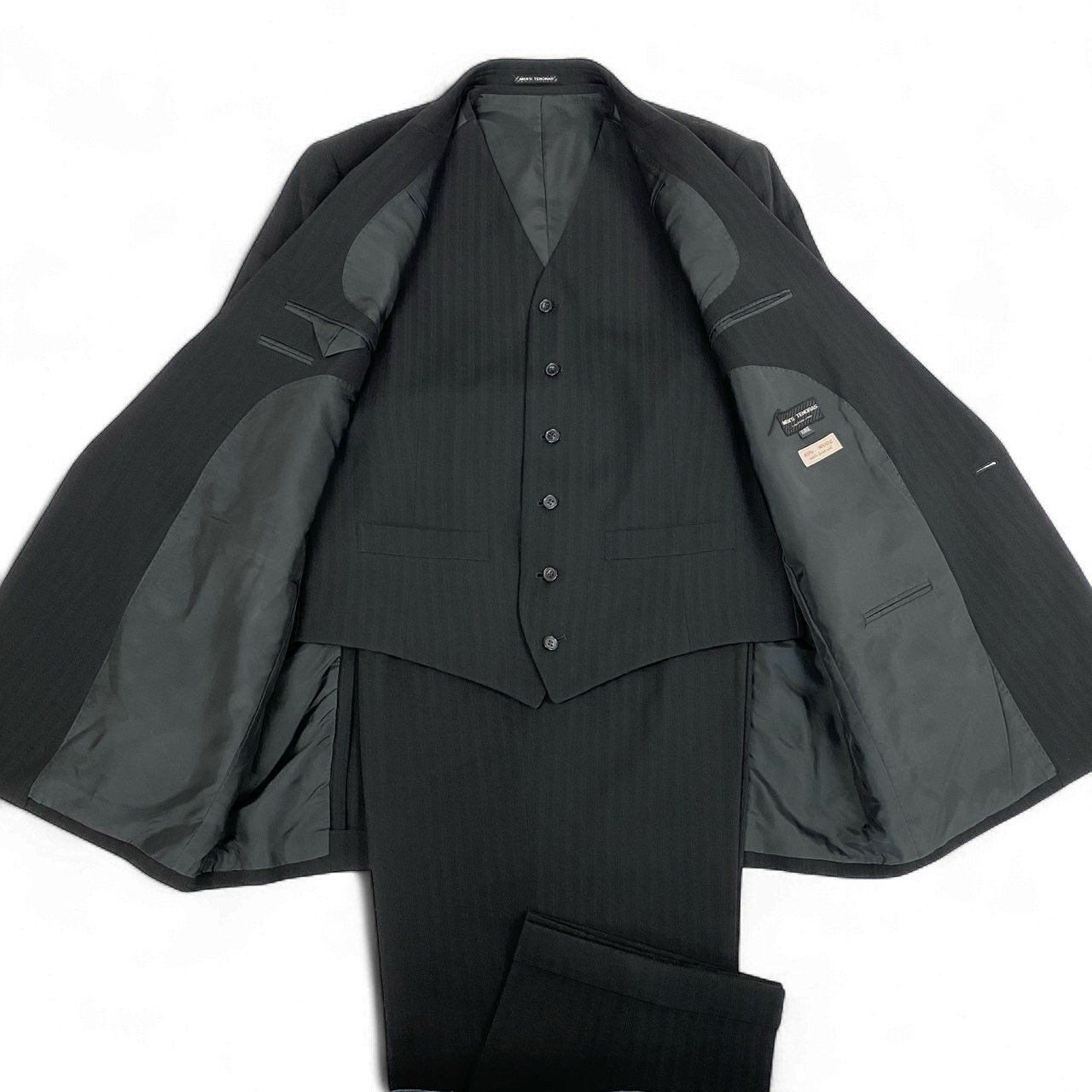 訳あり TENORAS ティノラス 黒 ダブル チェック 3ピース 訳あり TENORAS ティノラス 黒 ダブル チェック 3ピース 訳あり