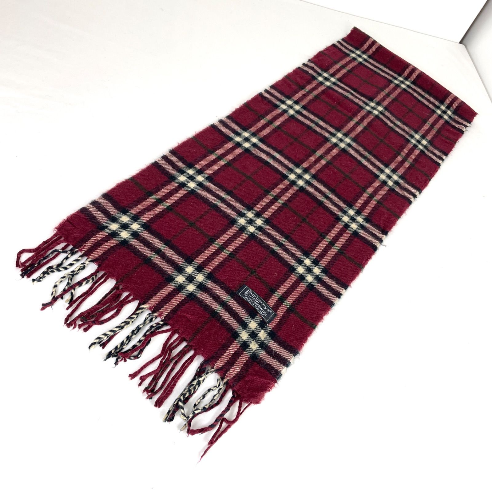 バーバリーマフラー 赤マフラーチェック BURBERRY BLUE LABEL