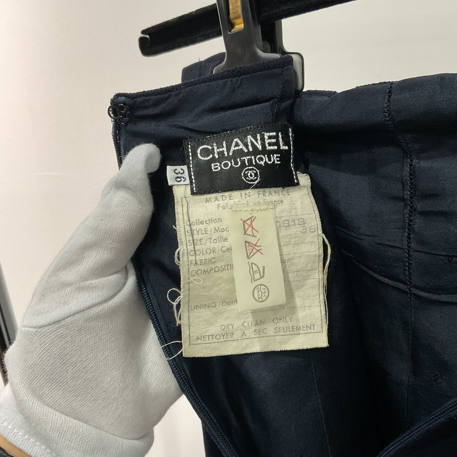 シャネル セットアップ ノーカラー ツイードトリミング サイズ36相当