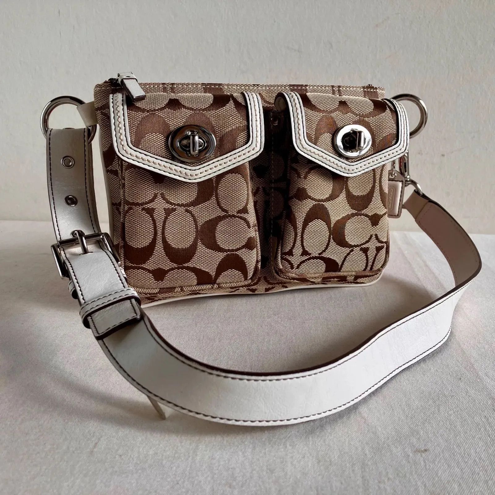 Coach Vintage y 2 k Double Turnlock Waist Pouch Belt Bag