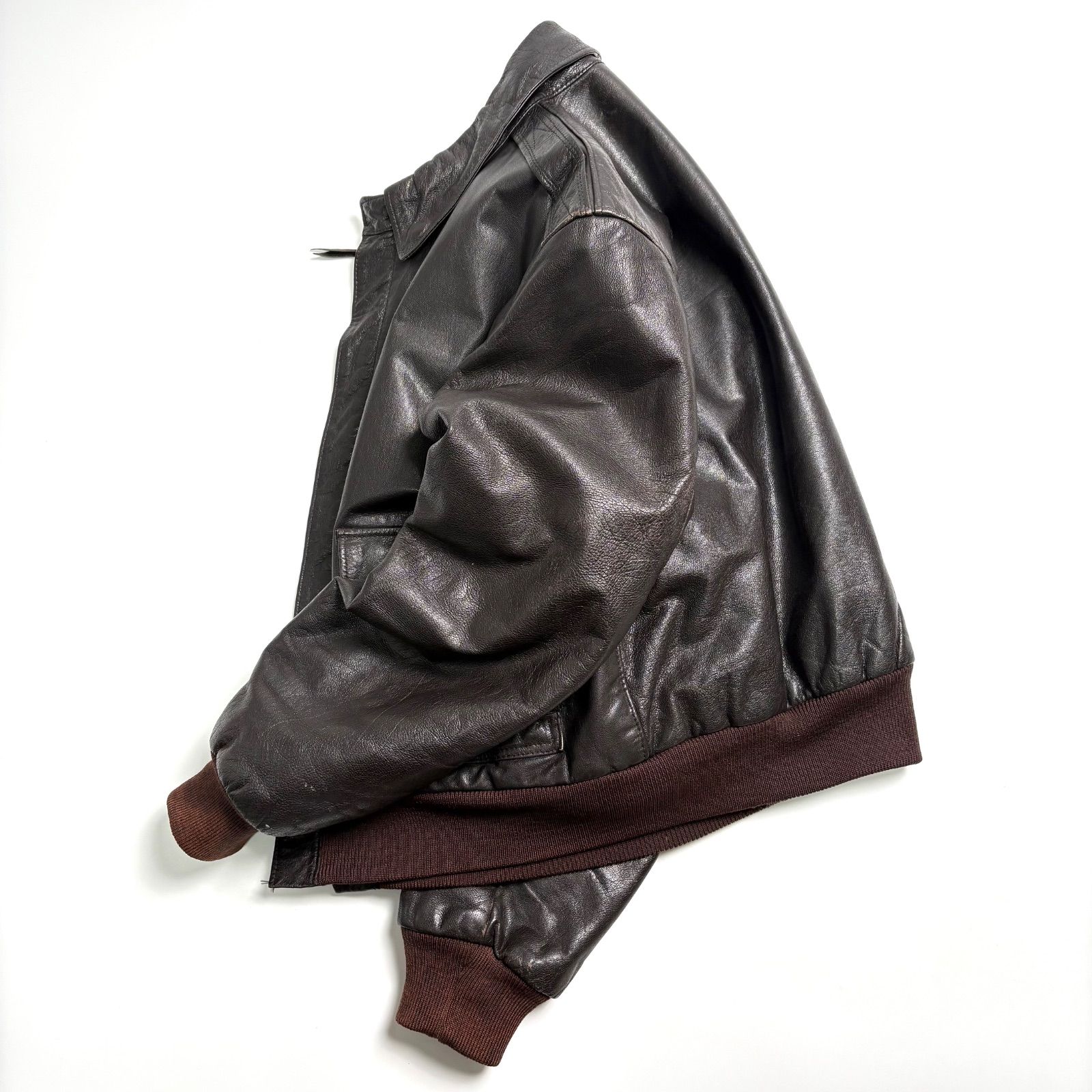米国製】L.L.Bean レザージャケット 茶 44 フライトジャケット A-2 