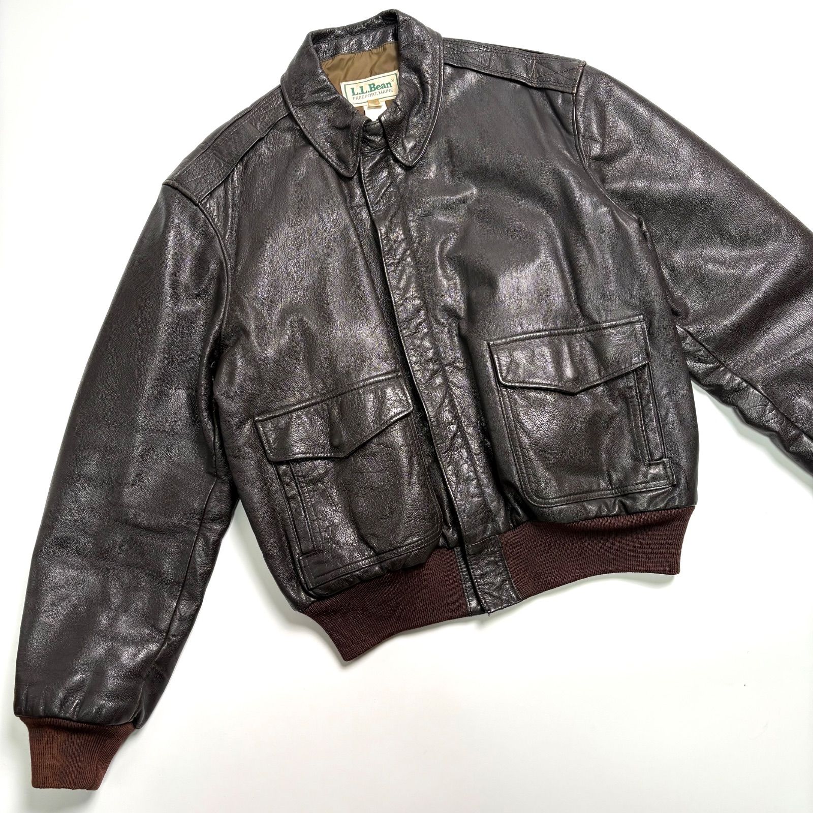 米国製】L.L.Bean レザージャケット 茶 44 フライトジャケット A-2 