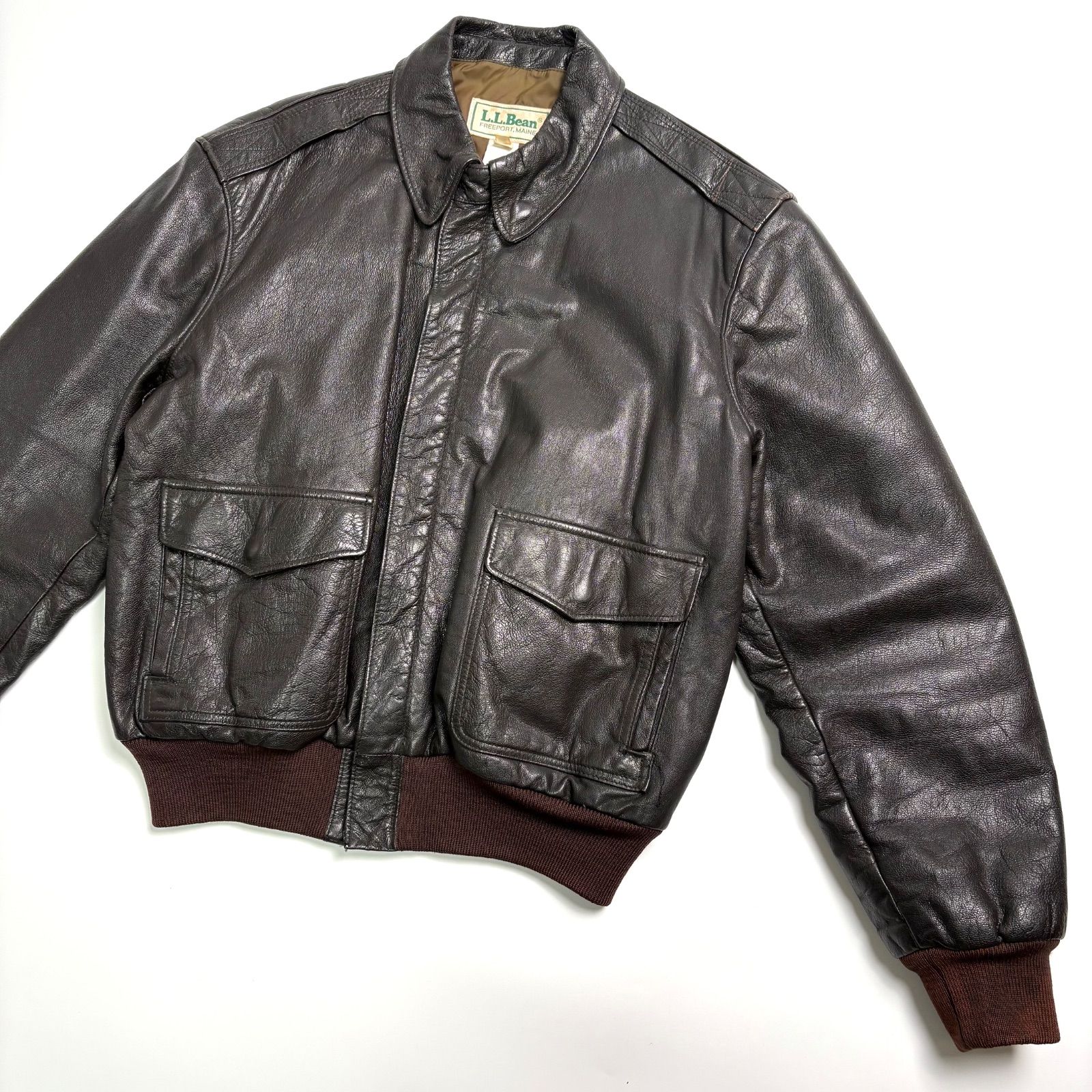 米国製】L.L.Bean レザージャケット 茶 44 フライトジャケット A-2 