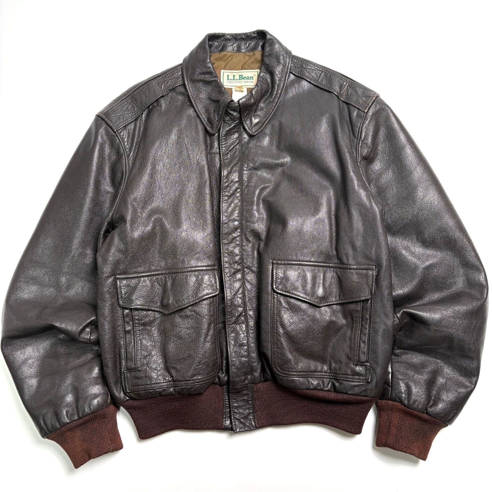 米国製】L.L.Bean レザージャケット 茶 44 フライトジャケット A-2