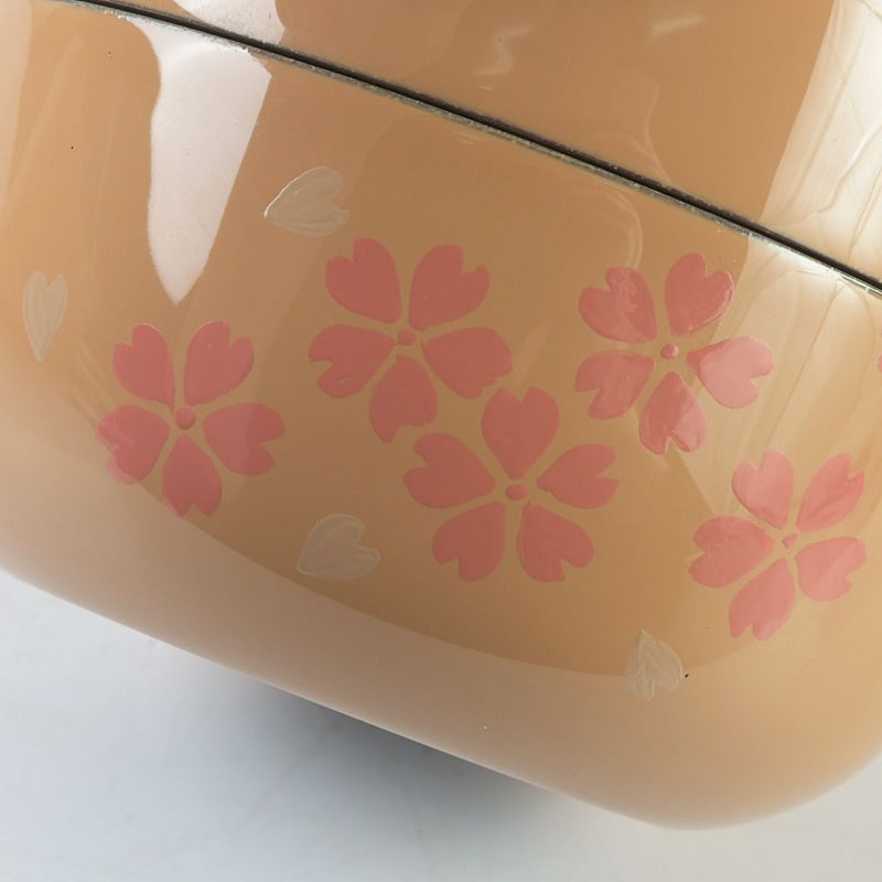 茶道具 輪島塗 中村湖彩作 白漆塗 配送 桜蒔絵 平棗 共箱 V S394 2025