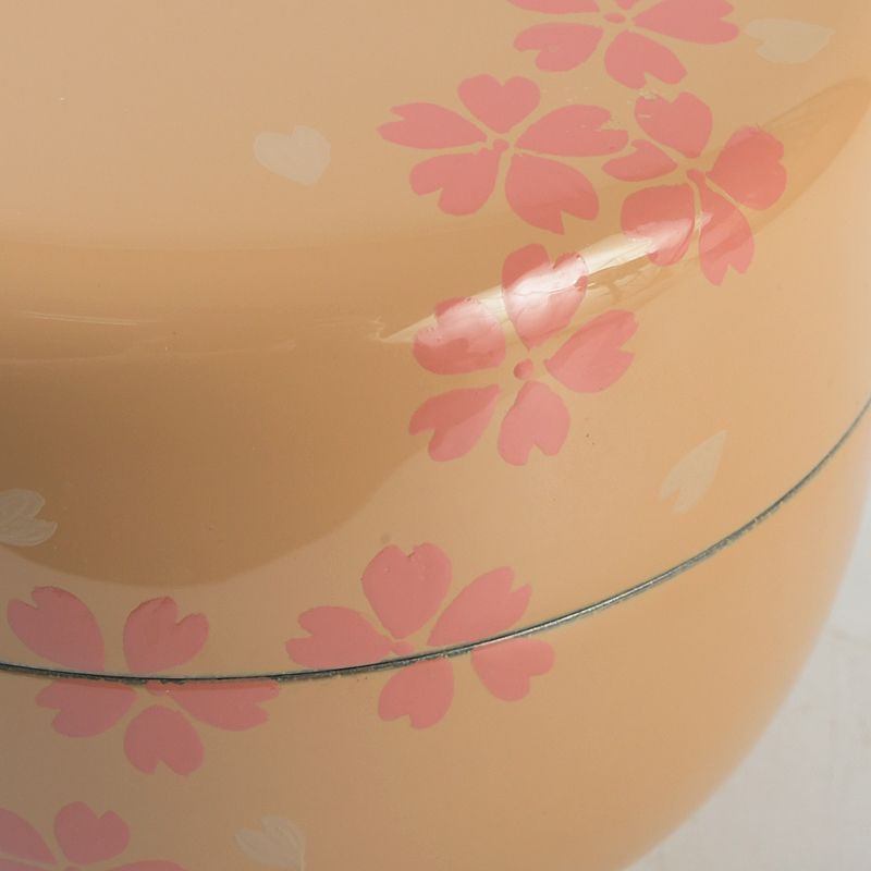 茶道具 輪島塗 中村湖彩作 白漆塗 配送 桜蒔絵 平棗 共箱 V S394 2025