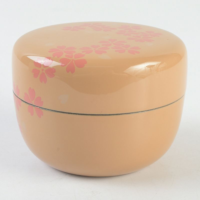 茶道具 輪島塗 中村湖彩作 白漆塗 配送 桜蒔絵 平棗 共箱 V S394 2025