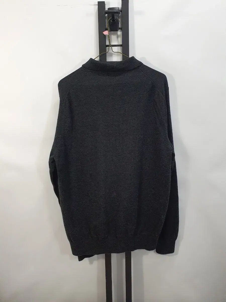 ブルックス ブラザーズ ニット カラ ウール ボタンアップ セーター チャコール グレー XL