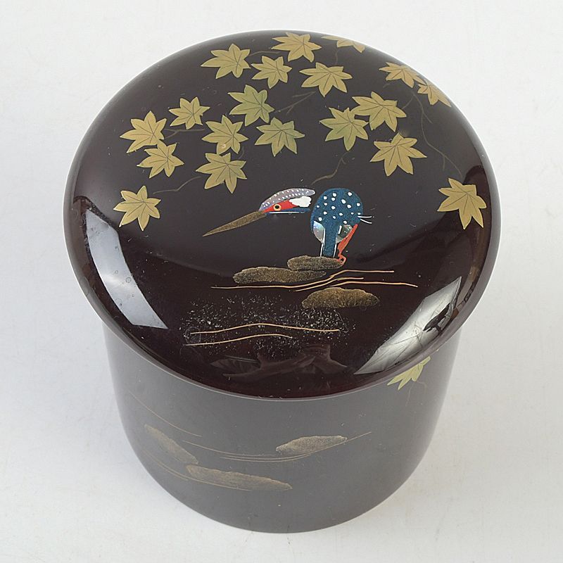 茶道具　智斉作　青楓に川蝉蒔絵　金輪寺　棗　共箱　V　5353 茶道具 智斉作 青楓に川蝉蒔絵 金輪寺 棗 共箱 V S396 - メルカリ