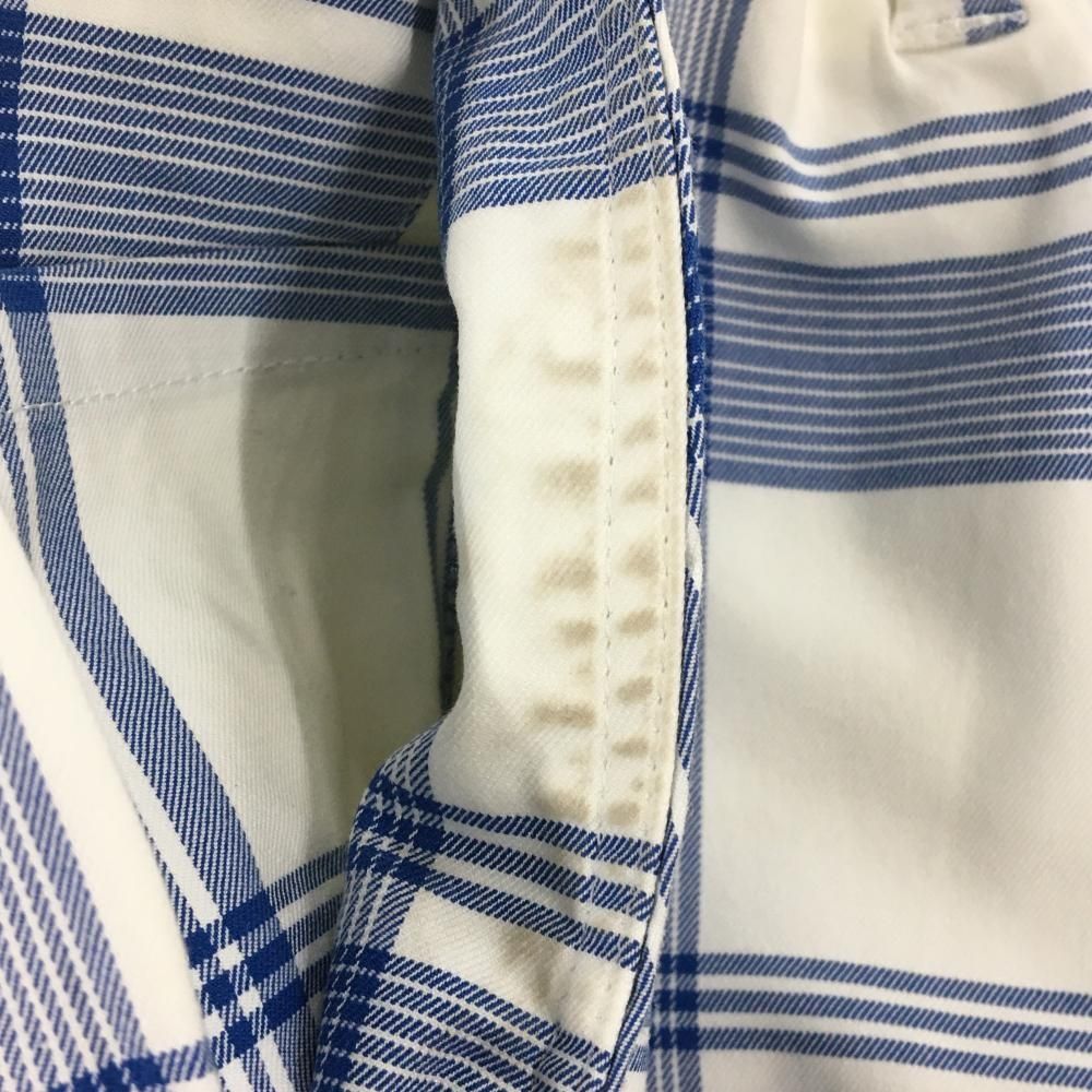 パーリーゲイツ パンツ 白×ブルー チェック メンズ 6(XL) ゴルフウェア
