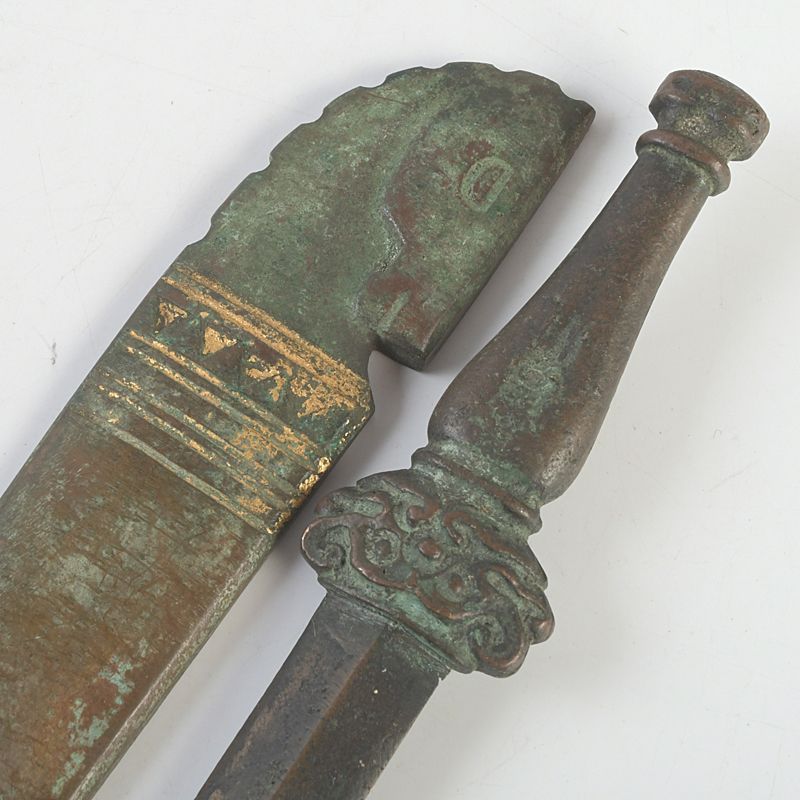中国　古銅鍍金　漢詩刻　神獣彫など　ペーパーナイフ　短剣　5点　C　5364 中国 古銅鍍金 漢詩刻 神獣彫など ペーパーナイフ 短剣 5点 C S398