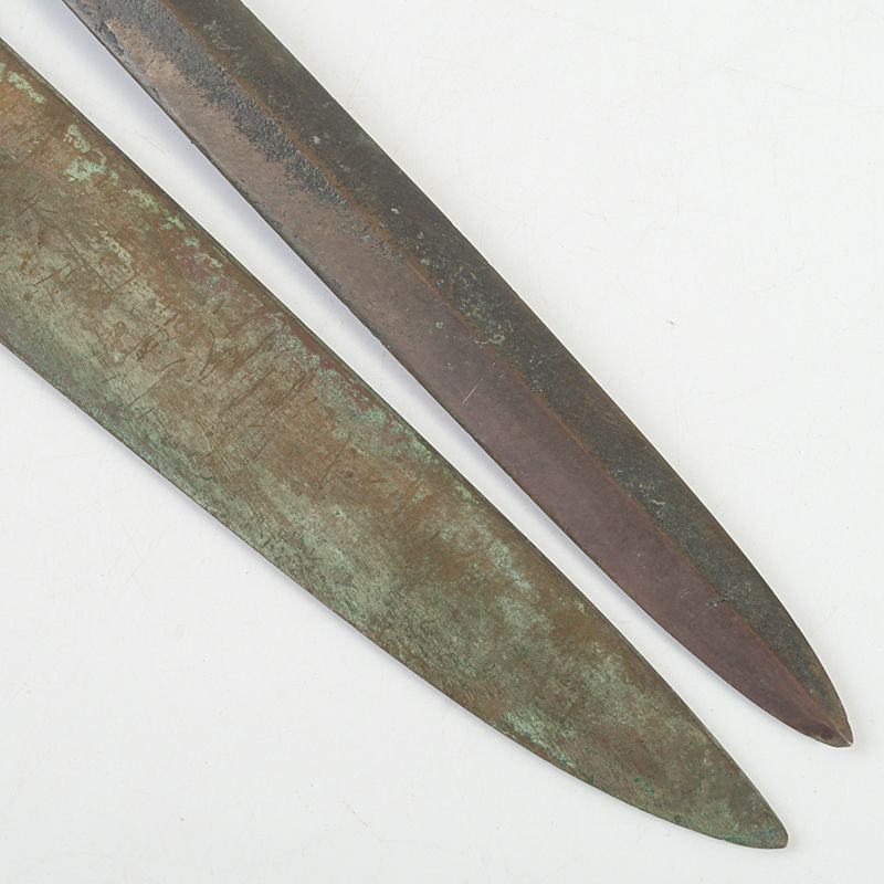 中国 古銅鍍金 漢詩刻 神獣彫など ペーパーナイフ 短剣 5点 C S398