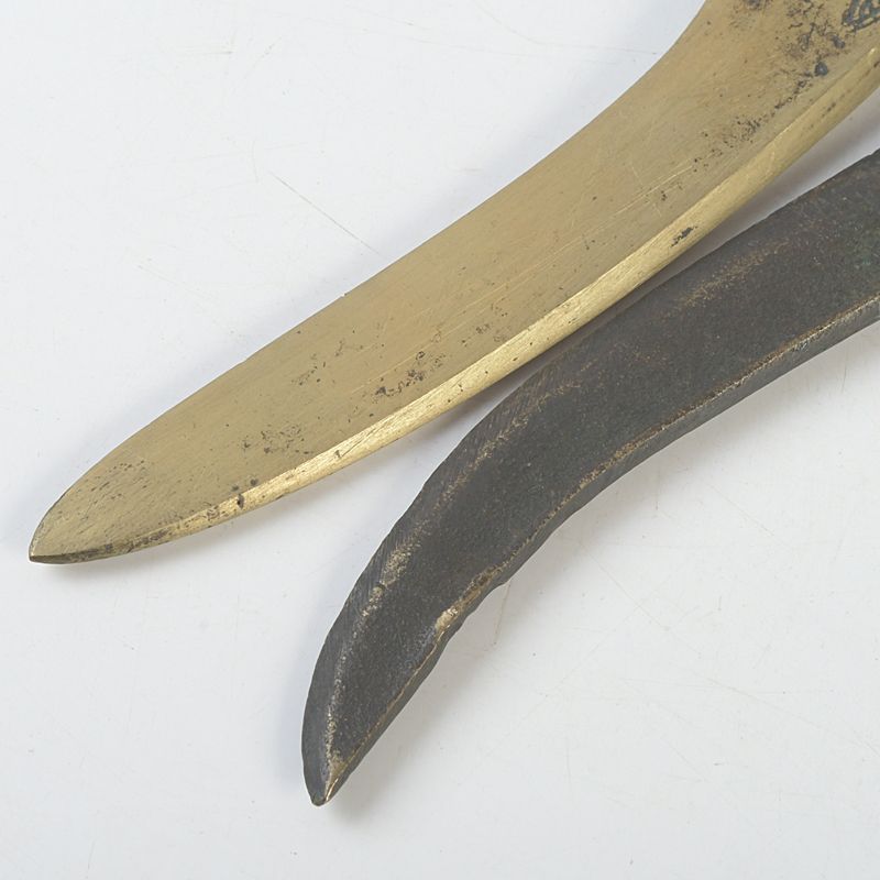 中国 古銅鍍金 漢詩刻 神獣彫など ペーパーナイフ 短剣 5点 C S398