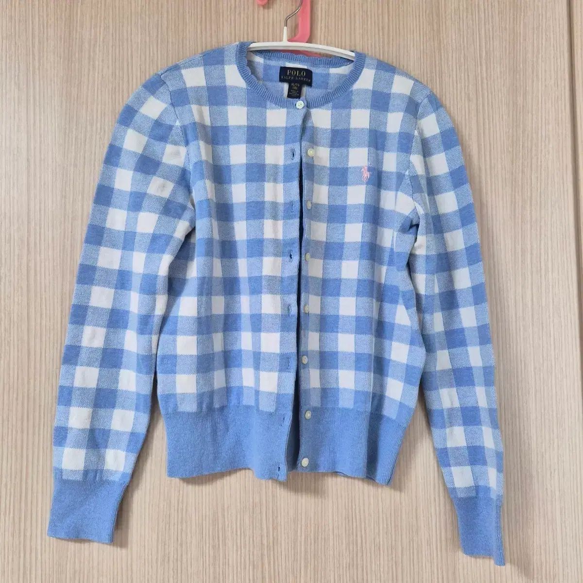 完売品 ポロラルフローレン カーディガン チェック ギンガム Sサイズ 春 秋 POLO RALPH LAUREN ポロラルフローレン ブルー ギンガムCHECK