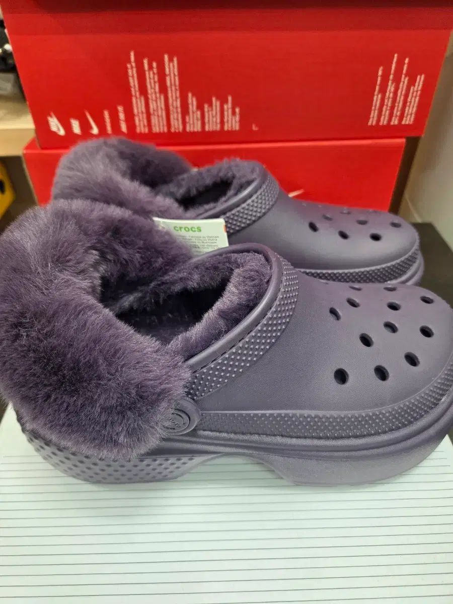 クロックス 紫色 ファー 털 スリッパ 230 240 250
