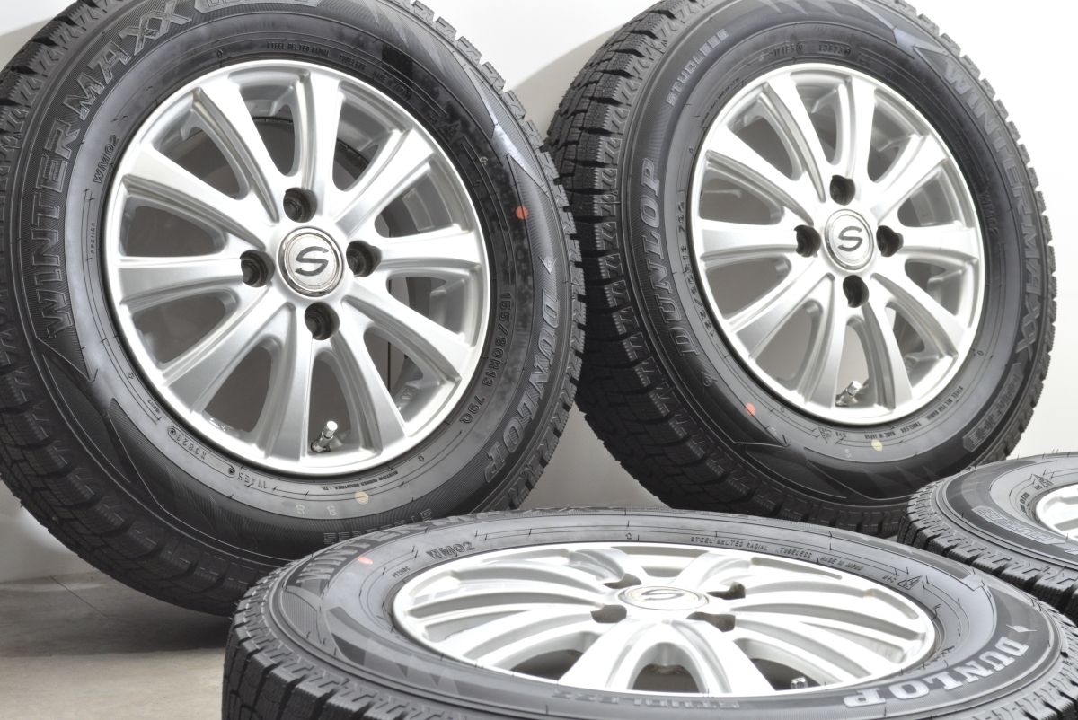 バリ溝 社外 13 in 4 00 B 43 ダンロップ ウィンターマックスWM 02 155 80 R パッソ ヴィッツ Kei ワゴンR ハスラー ブーン N BOX VAN