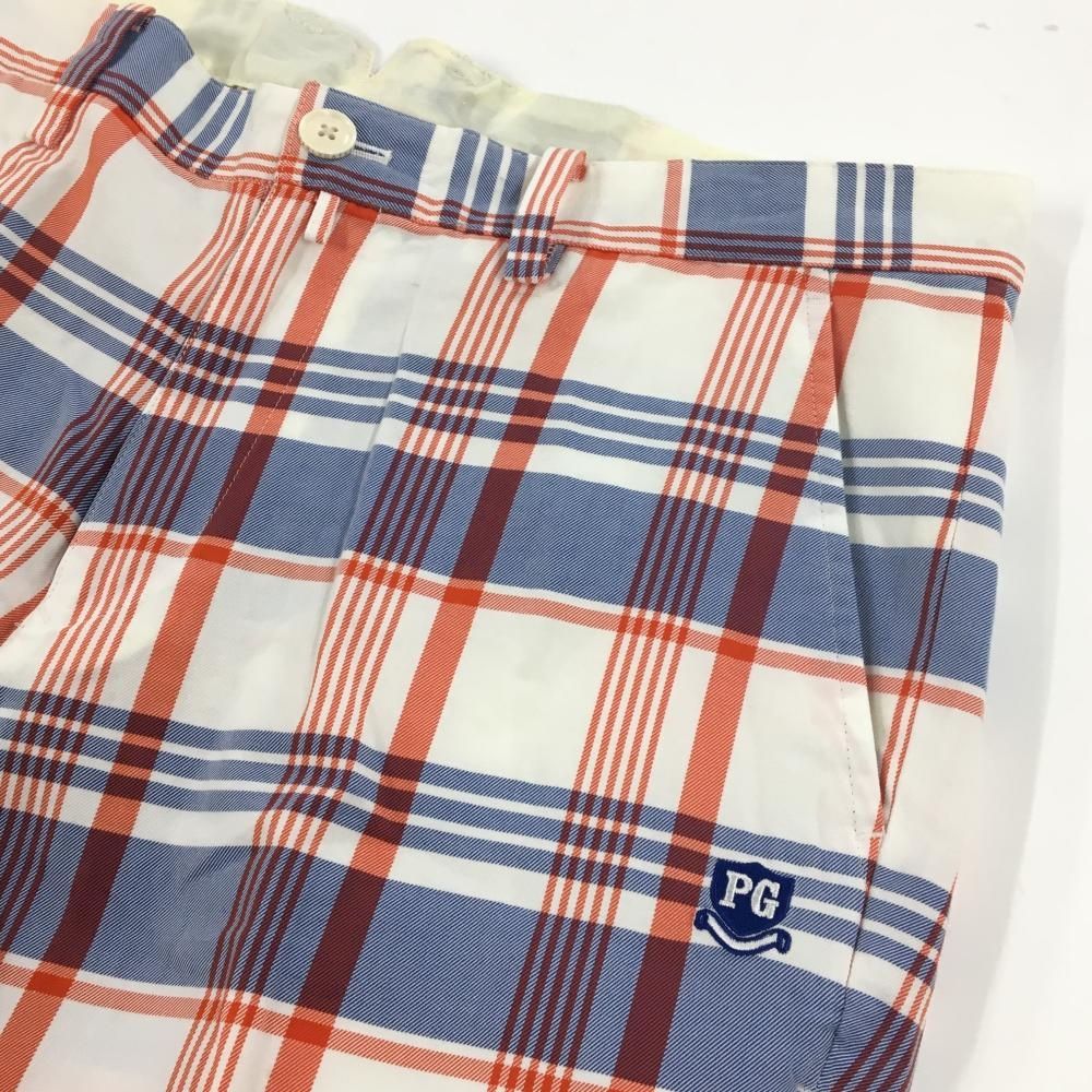 超美品】パーリーゲイツ パンツ 白×ブルー×レッド チェック メンズ 6