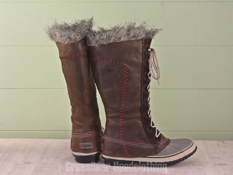 E 112 レディース SOREL スノーブーツ 茶×グレー 40 25 cm