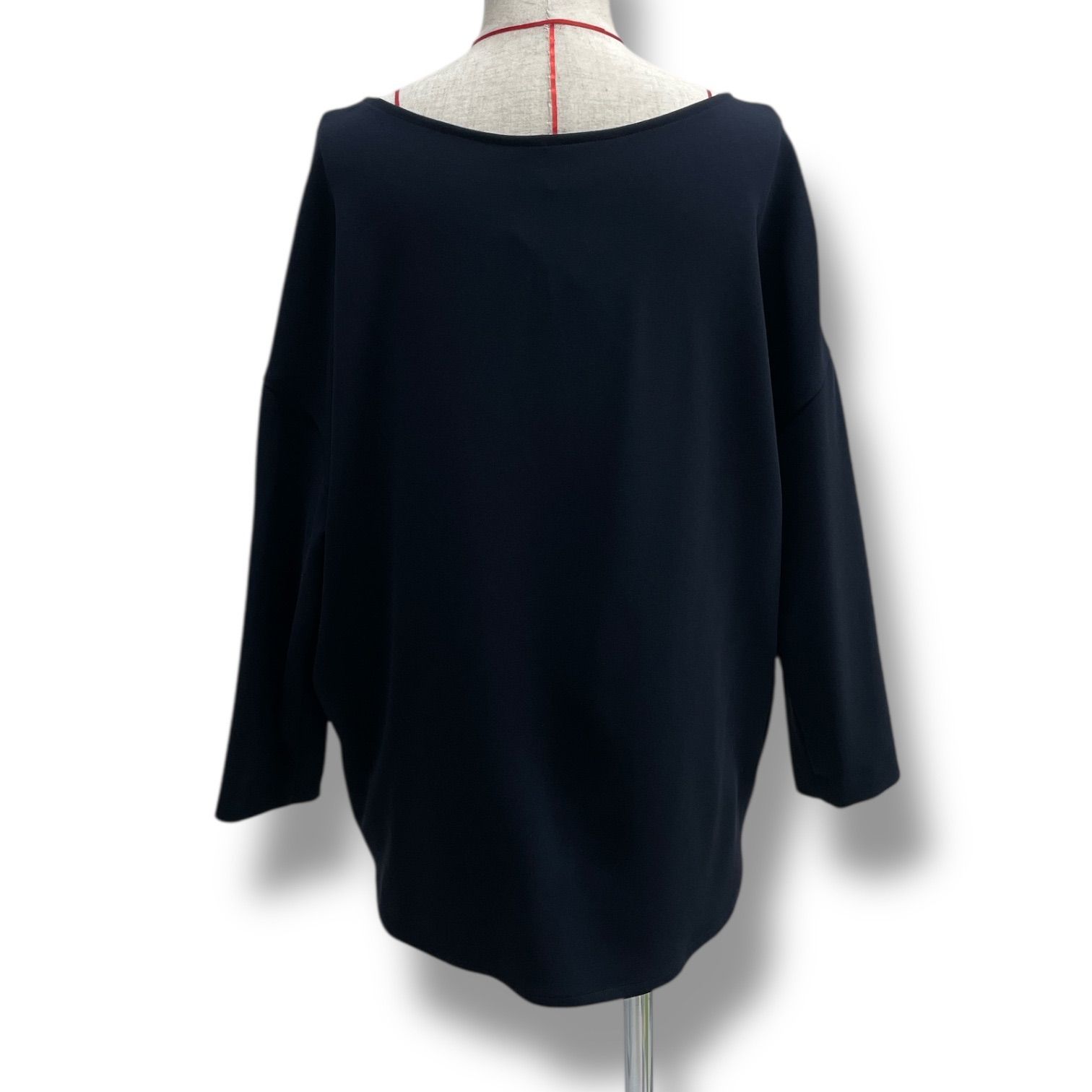 SOEJU ソージュ コクーンブラウス 8分袖 トップス ブラウス シャツ ストレッチ ネイビー 紺 サイズL レディース ゴーゴー古着 1 No.1274